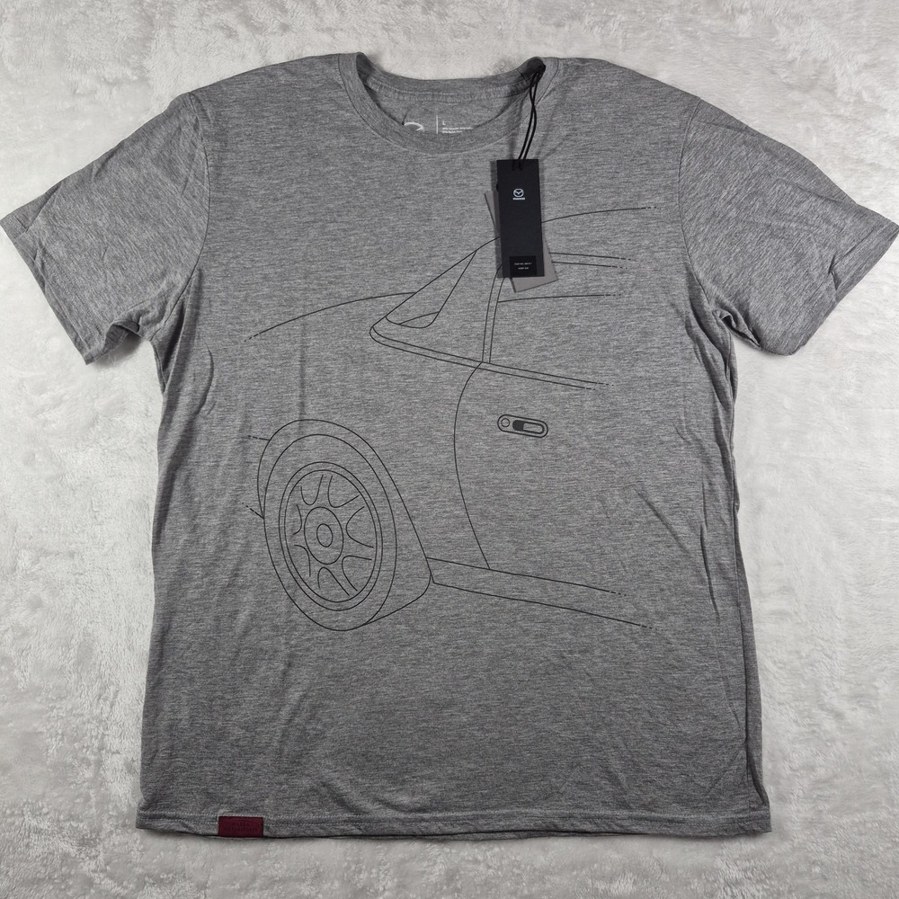 Mazda Motorsports T-Shirt Men's Large Gray Short Sleeve Tee Graphic Casual NWT